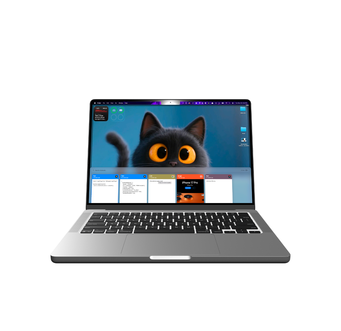 Freepaste clipboard bar open on a MacBook